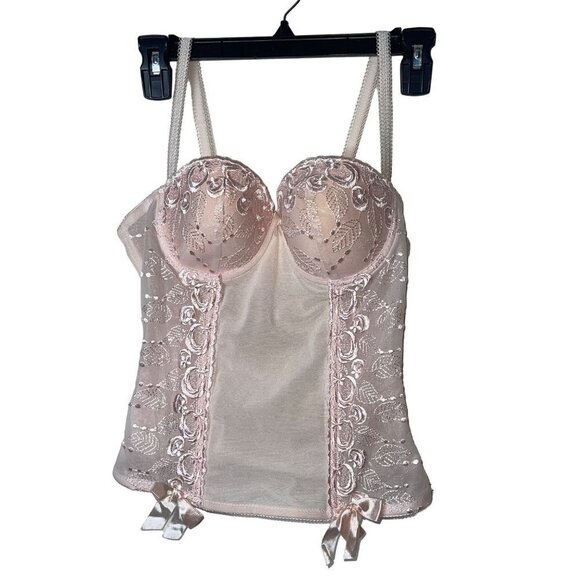 Donna Loren Gold Label Womens Bustier Top 34B Pink Corset Style Bra Embroidered - Picture 9 of 9